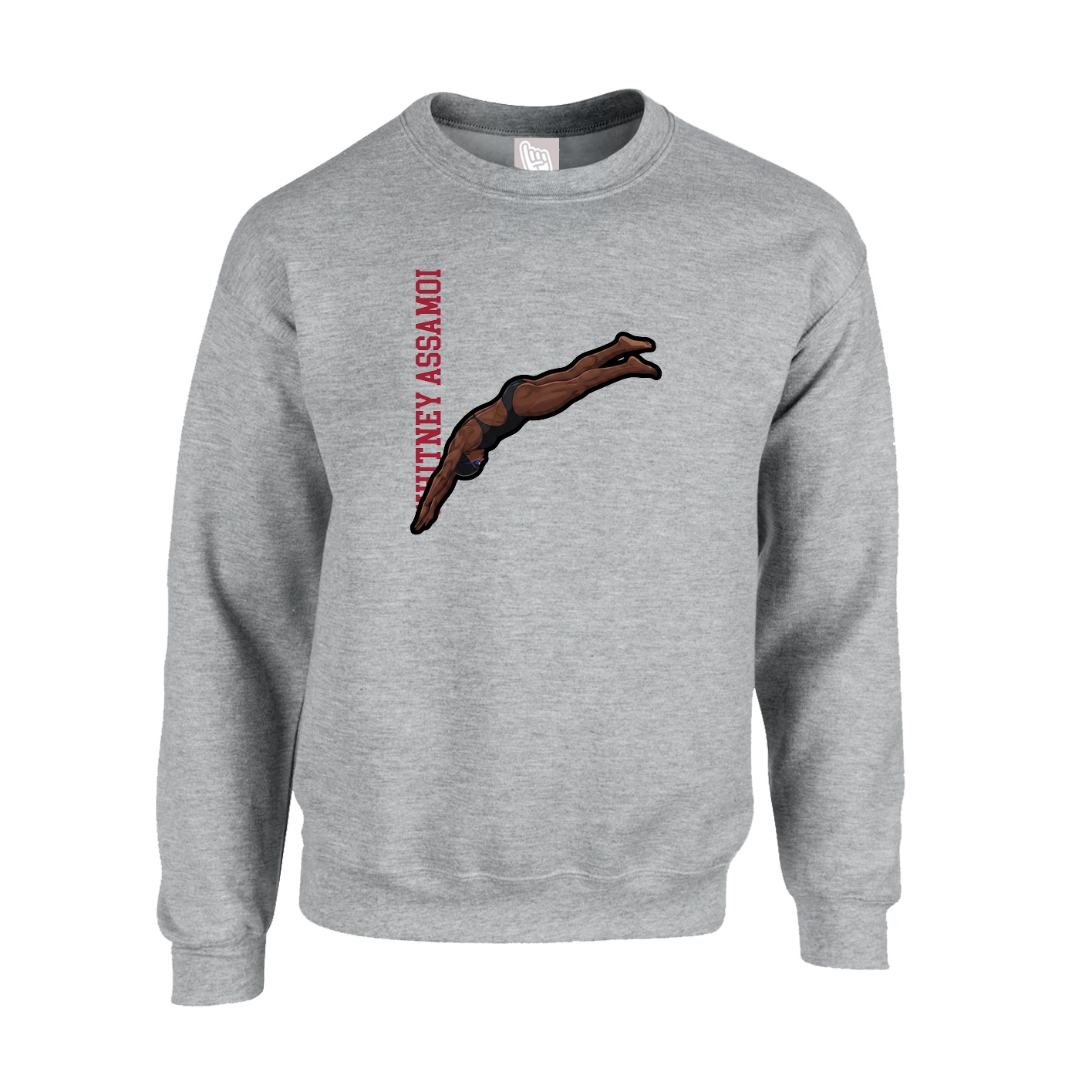 Fleece Crew — Name Vertical in Grey