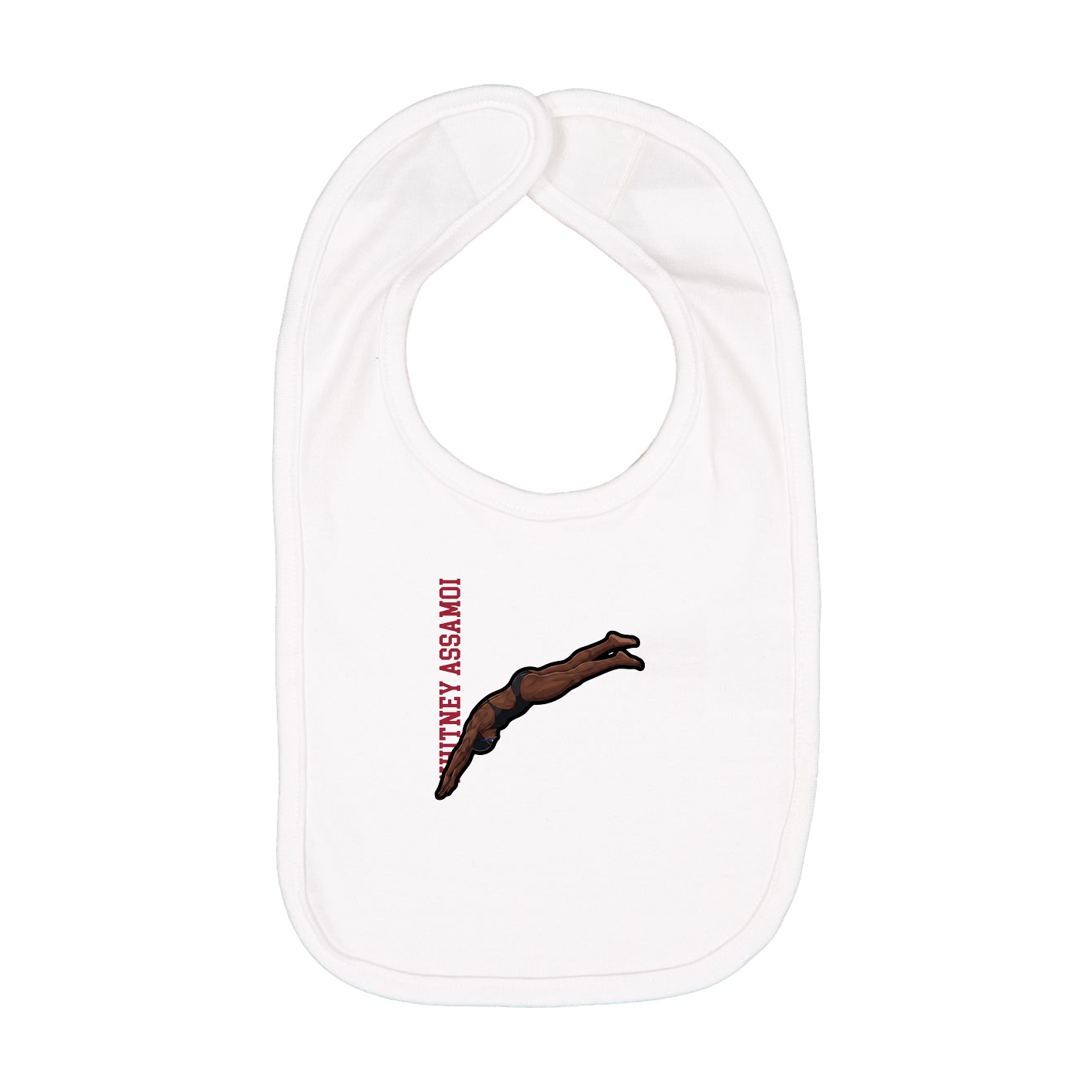 Infant Bib — Name Vertical in White