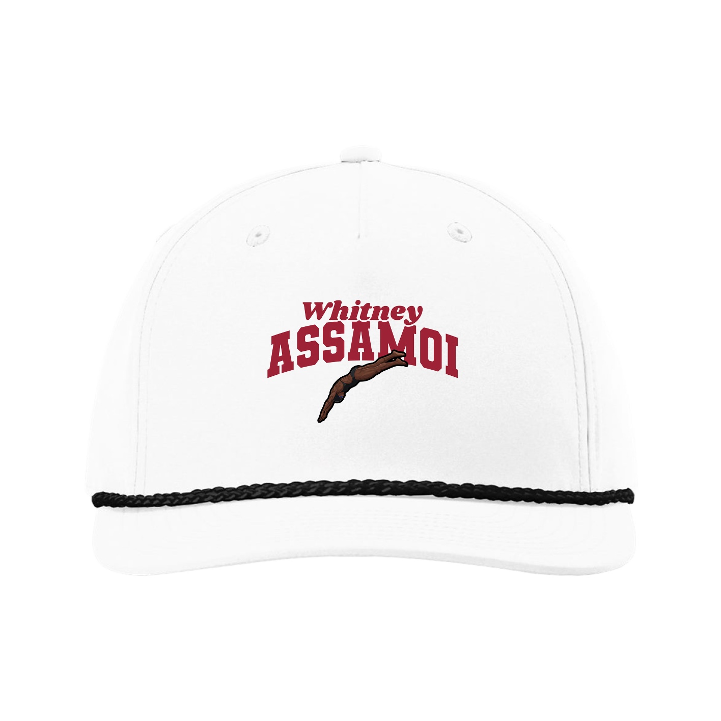 Five-Panel Classic Rope Cap — Signature Arch in White