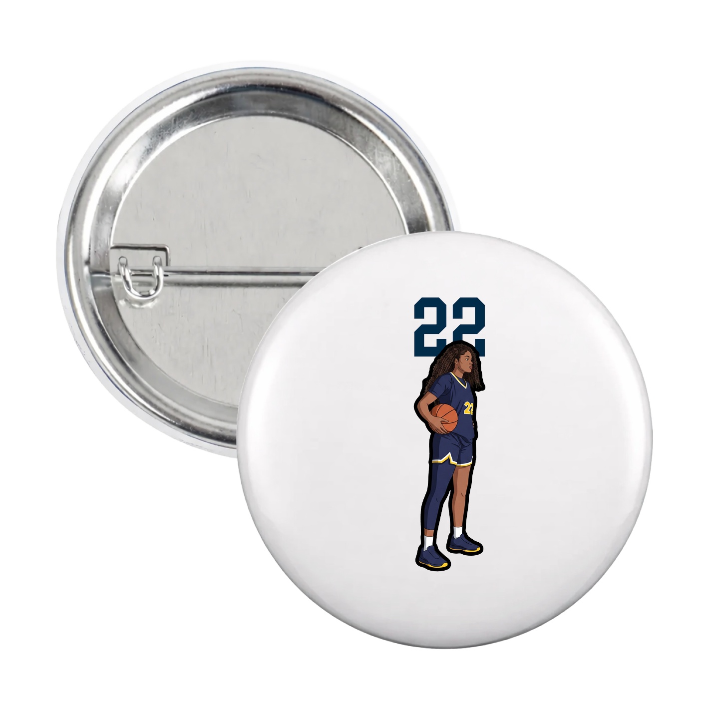 Game Day Button — Number Top in White