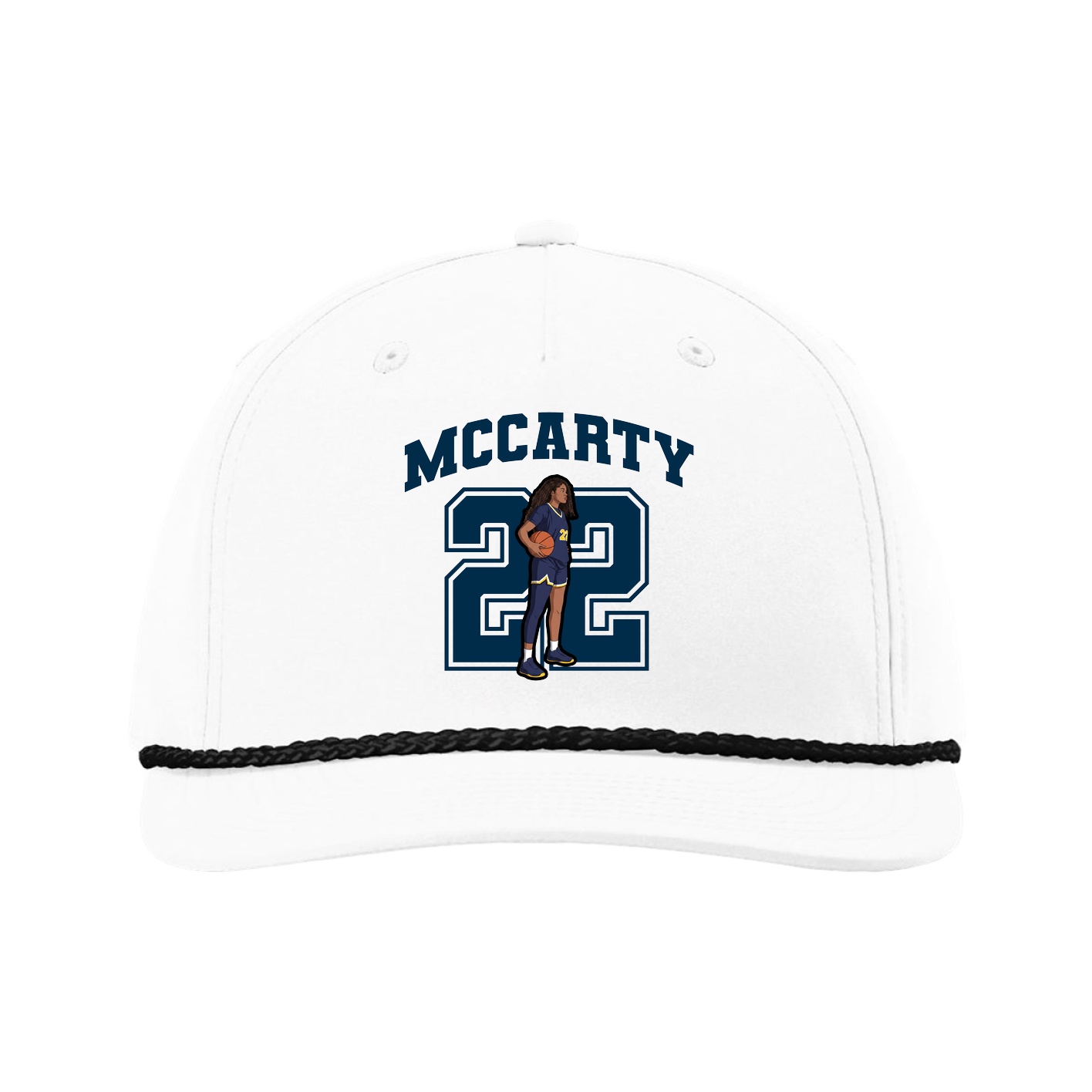 Five-Panel Classic Rope Cap — Number in White