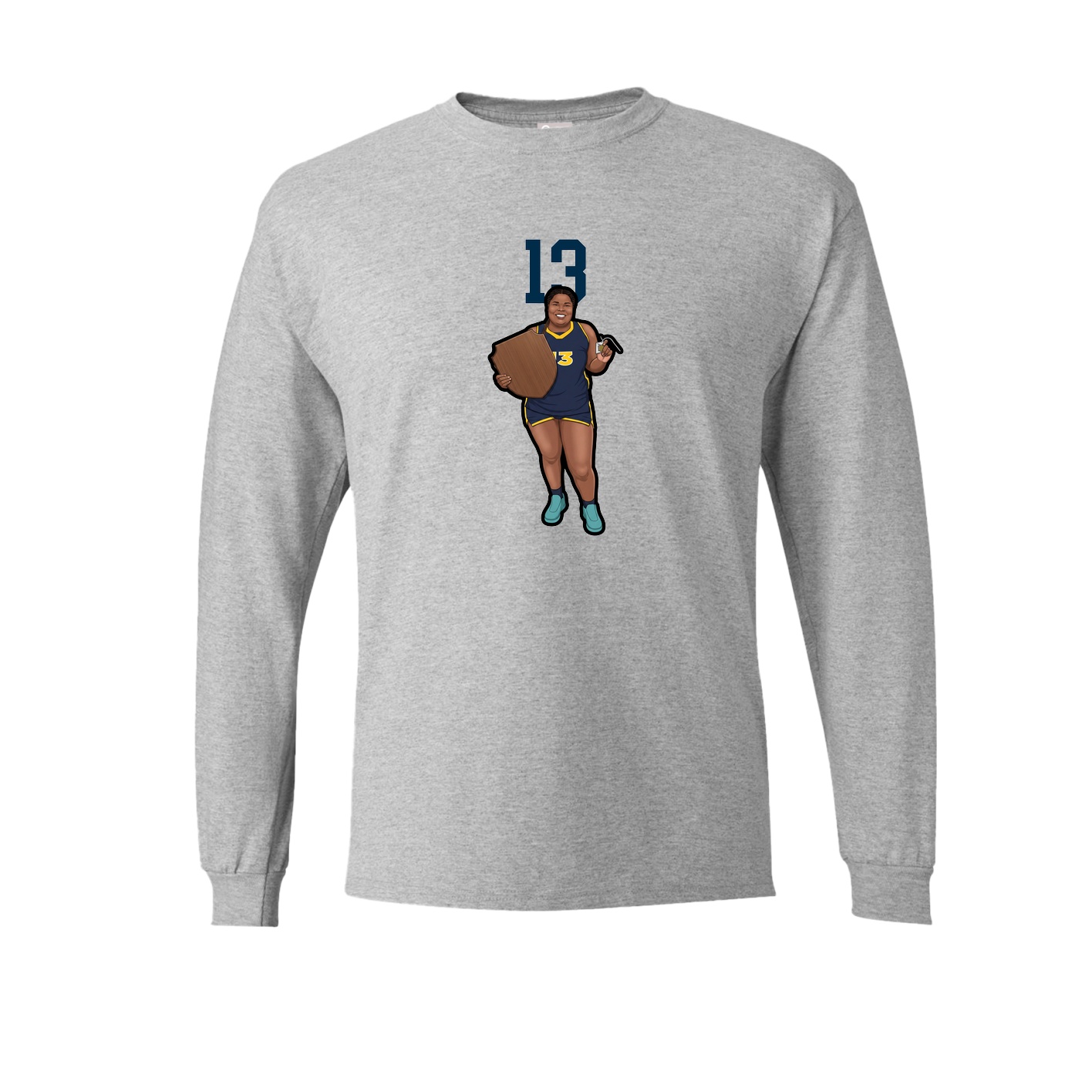 Long Sleeve Tee — Number Top in Grey