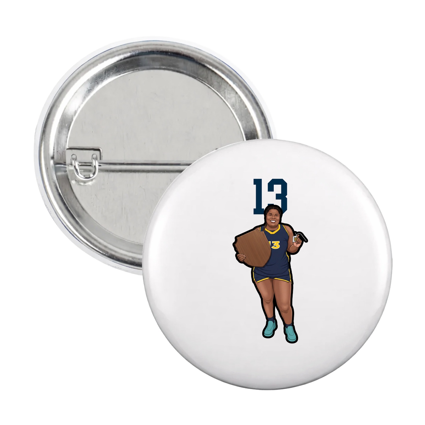 Game Day Button — Number Top in White