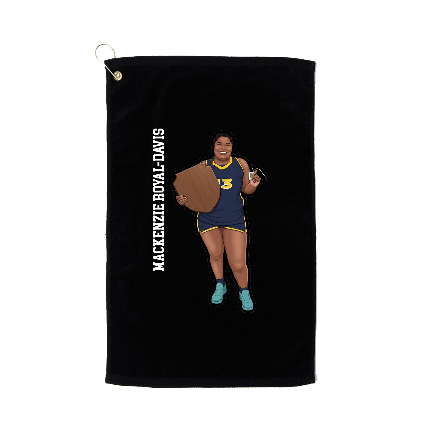 Golf Towel — Name Vertical in Black