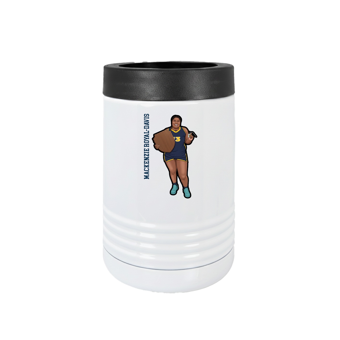 Beverage Holder — Name Vertical in White