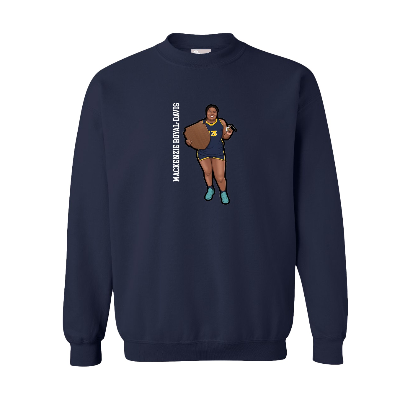 Fleece Crew — Name Vertical in Navy