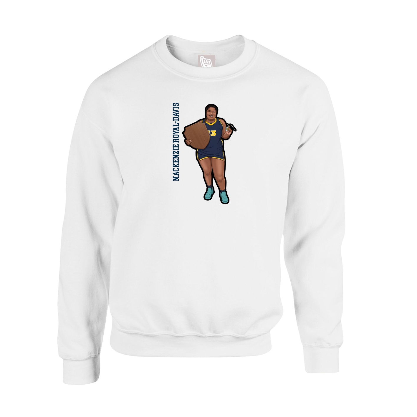 Fleece Crew — Name Vertical in White