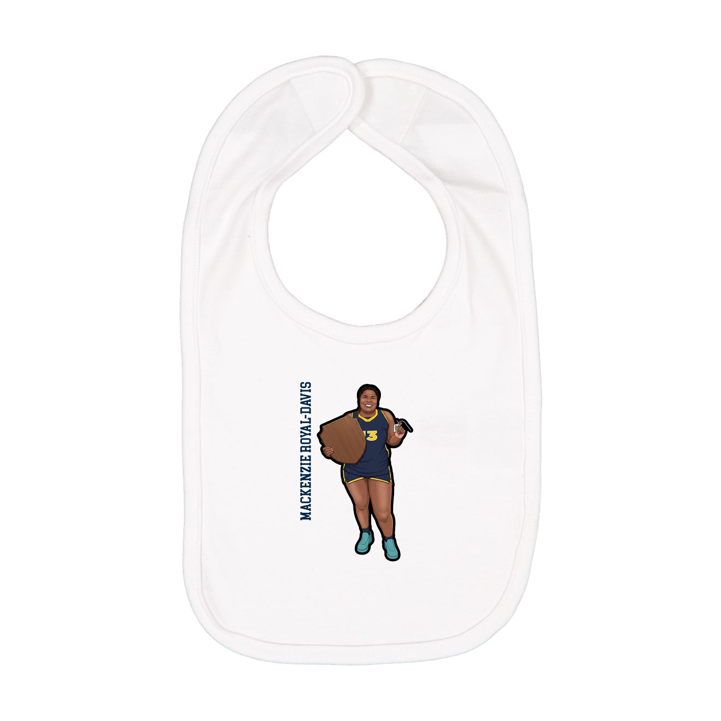 Infant Bib — Name Vertical in White