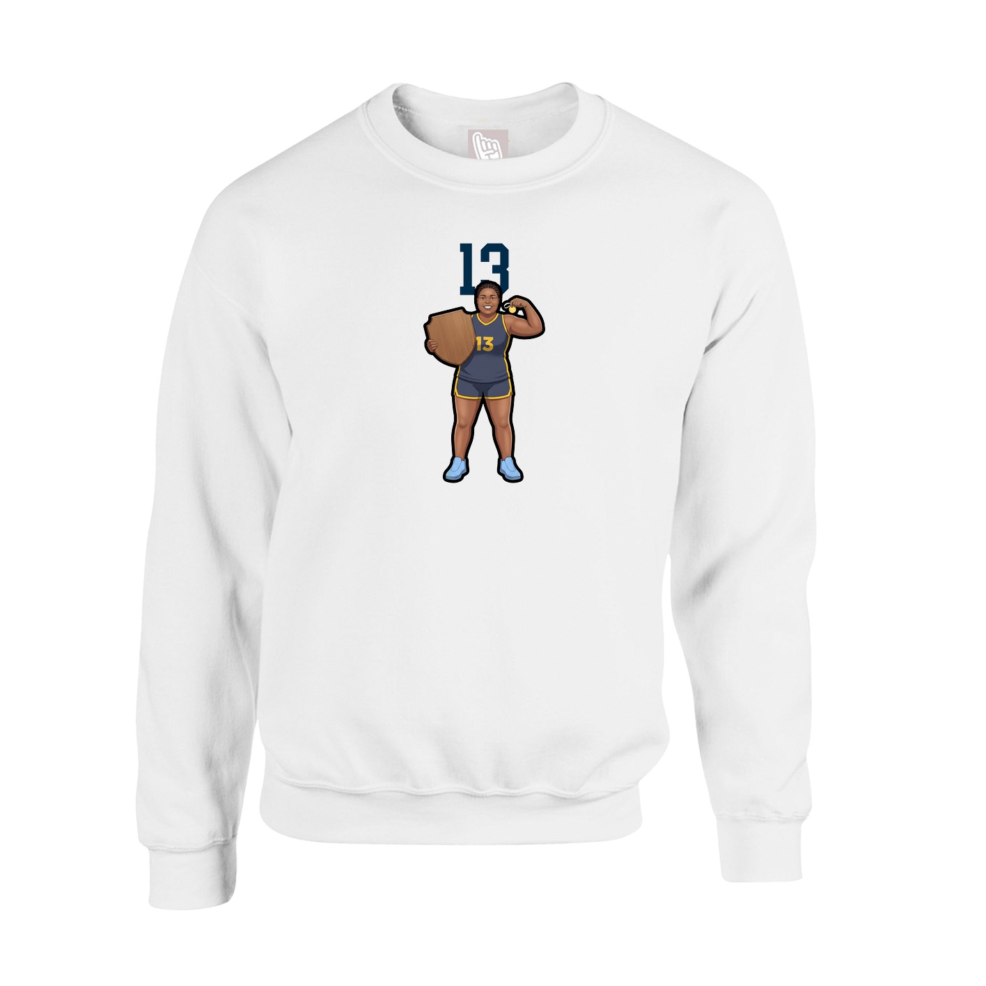 Fleece Crew — Number Top in White