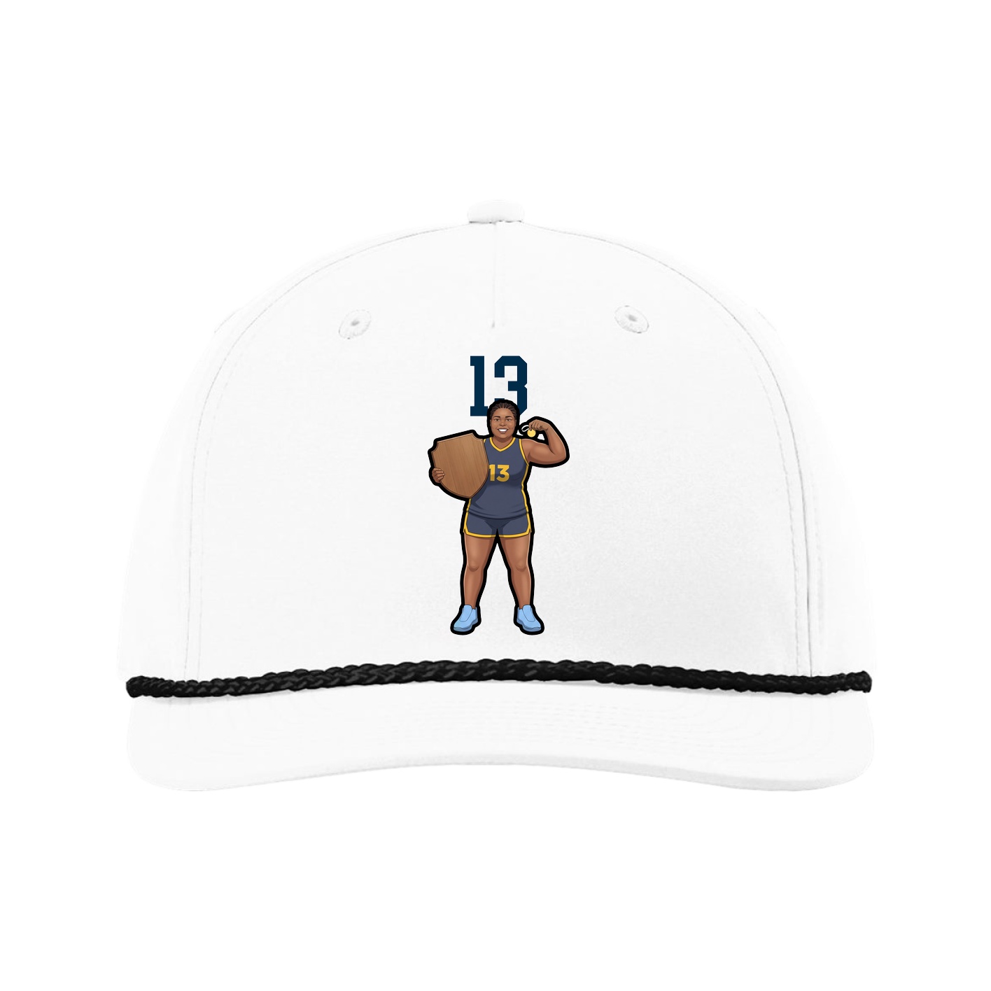 Five-Panel Classic Rope Cap — Number Top in White