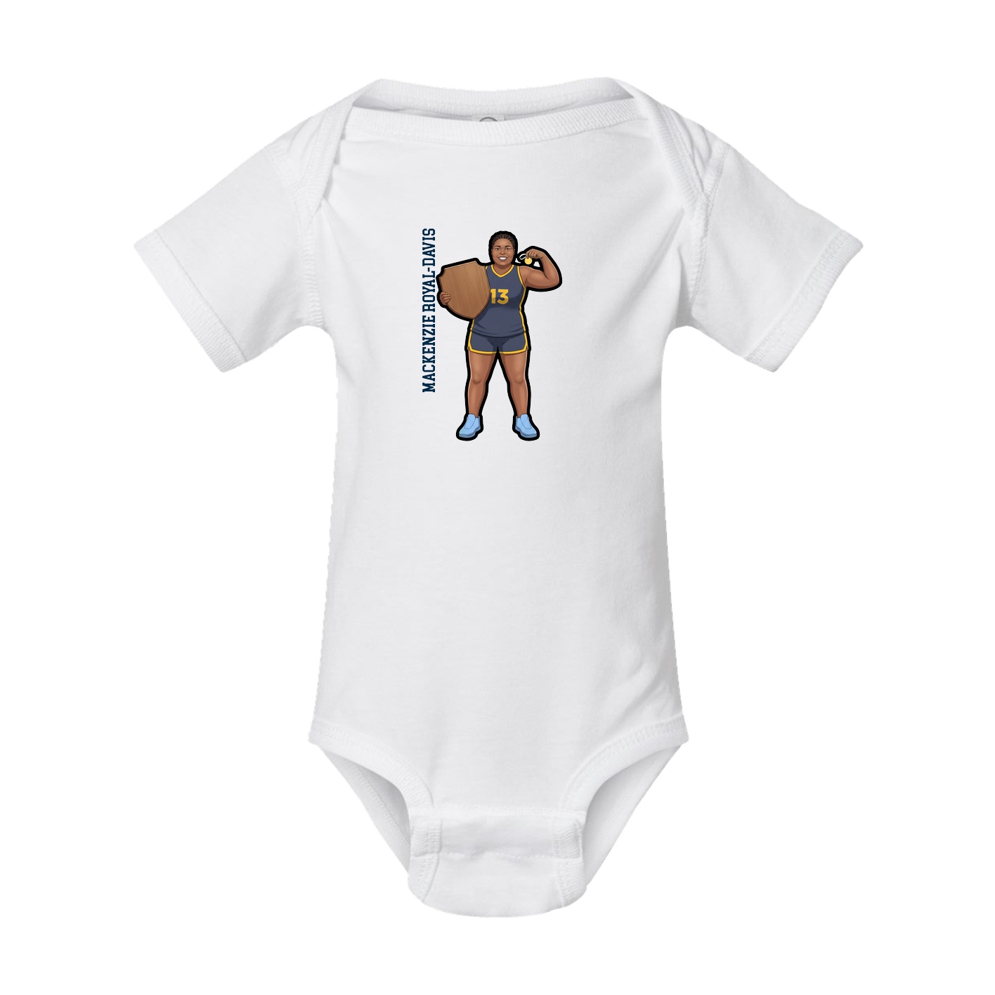 Baby Onesie — Name Vertical in White
