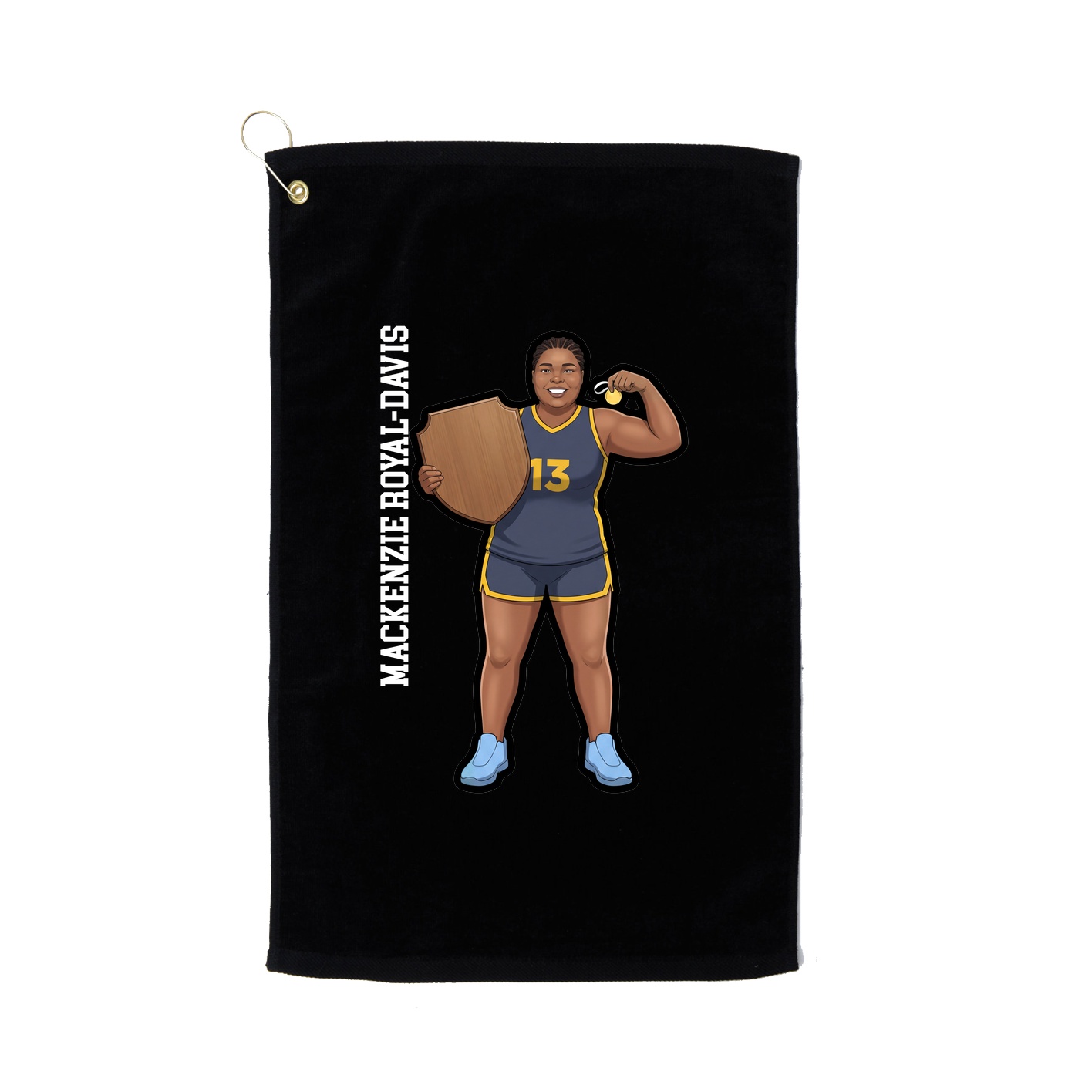 Golf Towel — Name Vertical in Black