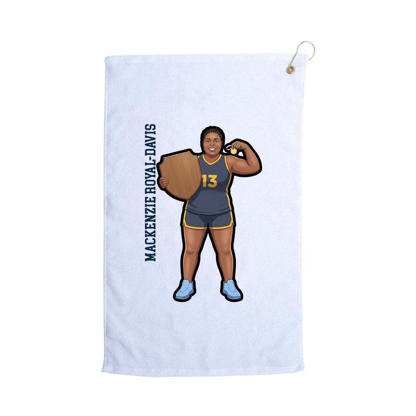 Golf Towel — Name Vertical in White
