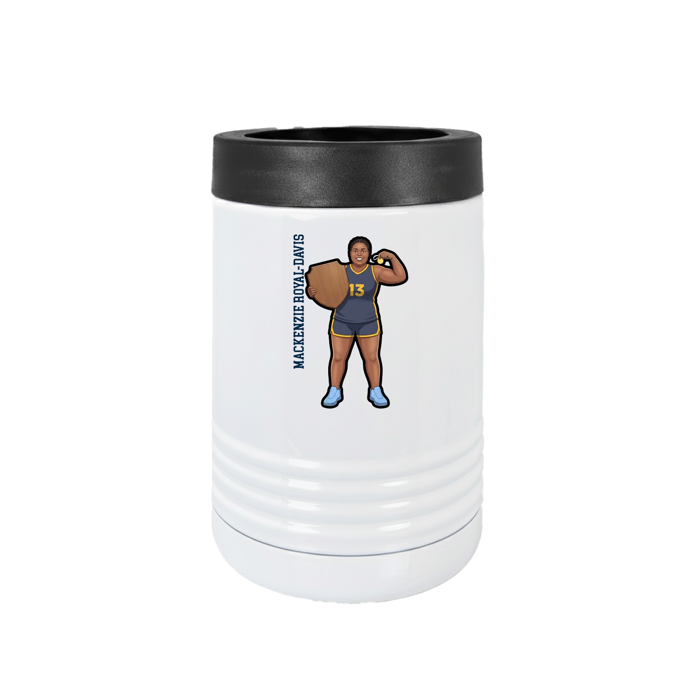 Beverage Holder — Name Vertical in White