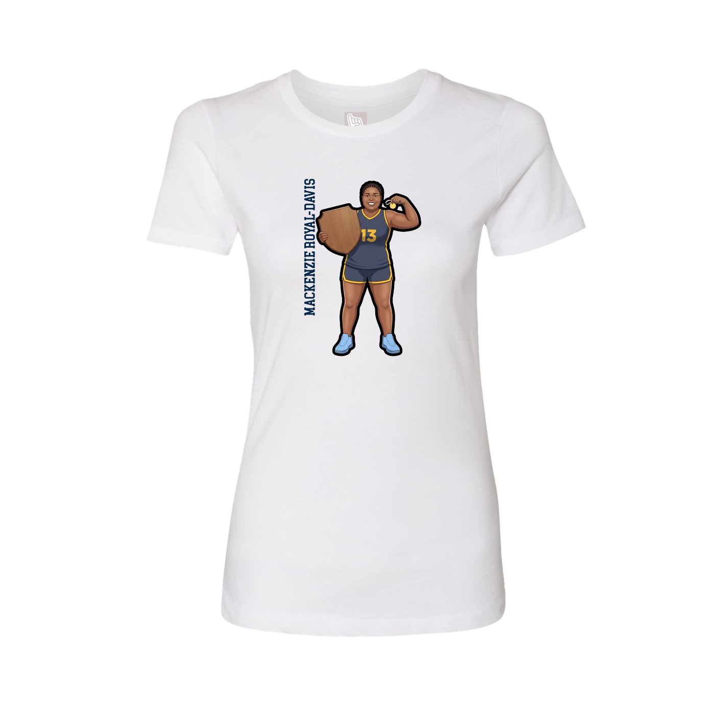 Womens Tee — Name Vertical in White