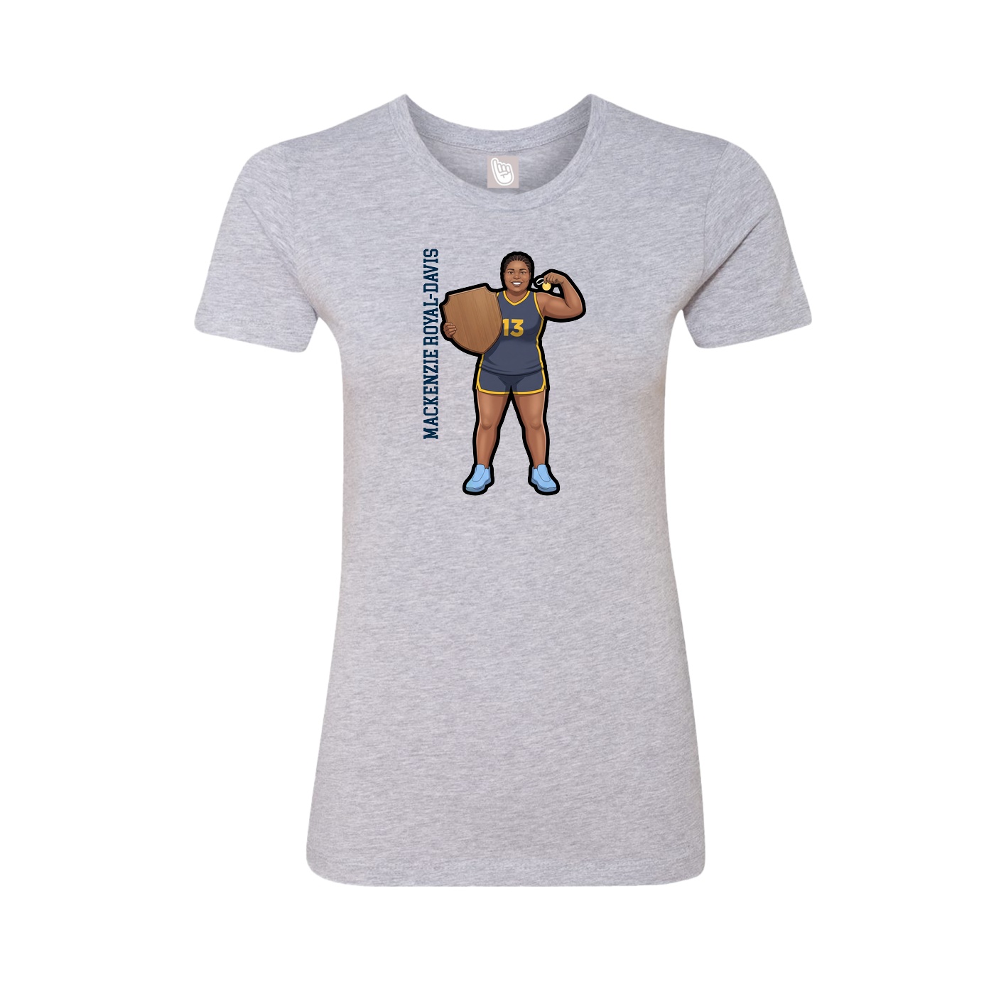 Fitted Women's Tee — Name Vertical in Grey