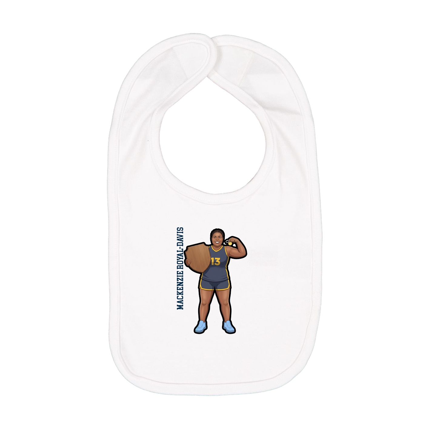 Infant Bib — Name Vertical in White