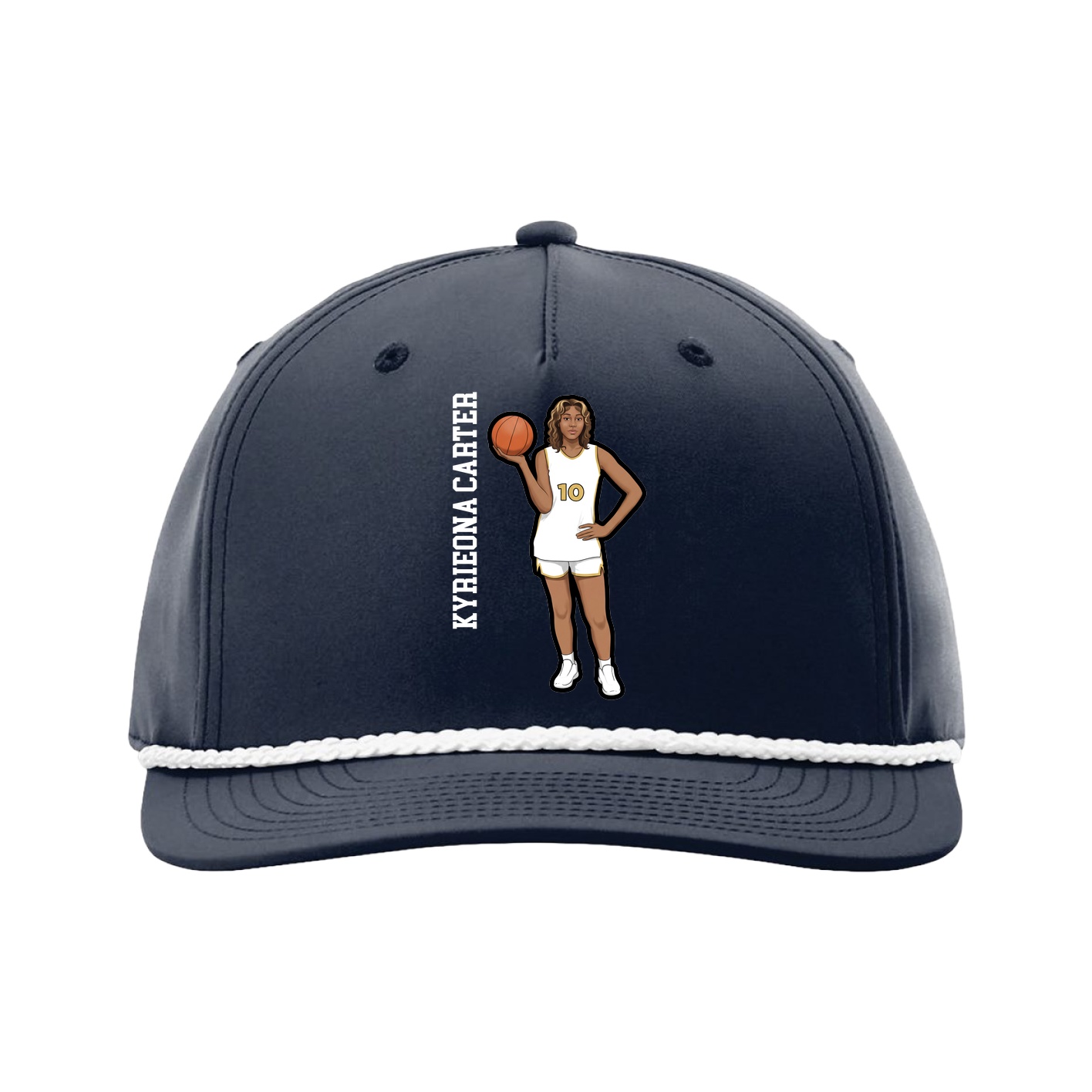 Five-Panel Classic Rope Cap — Name Vertical in Navy
