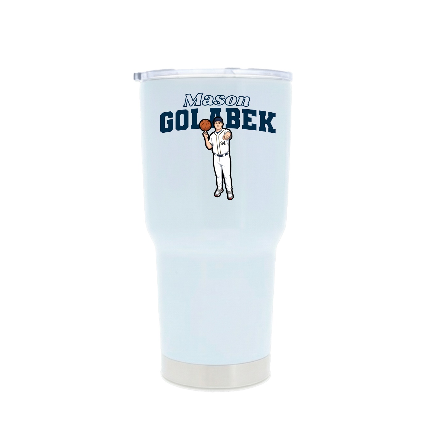 30oz Stainless Steel Tumbler — Name Arch in White