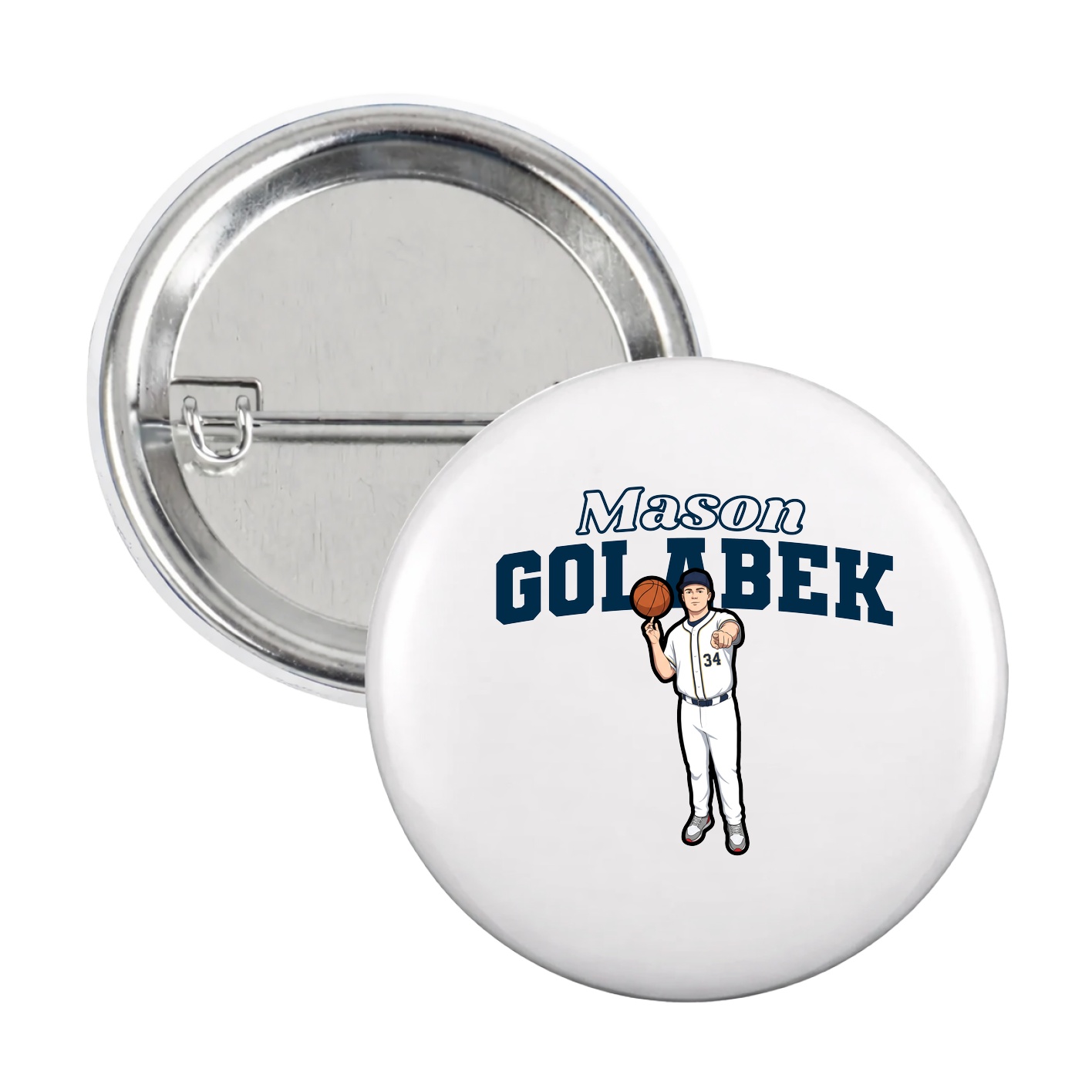 Game Day Button — Name Arch in White