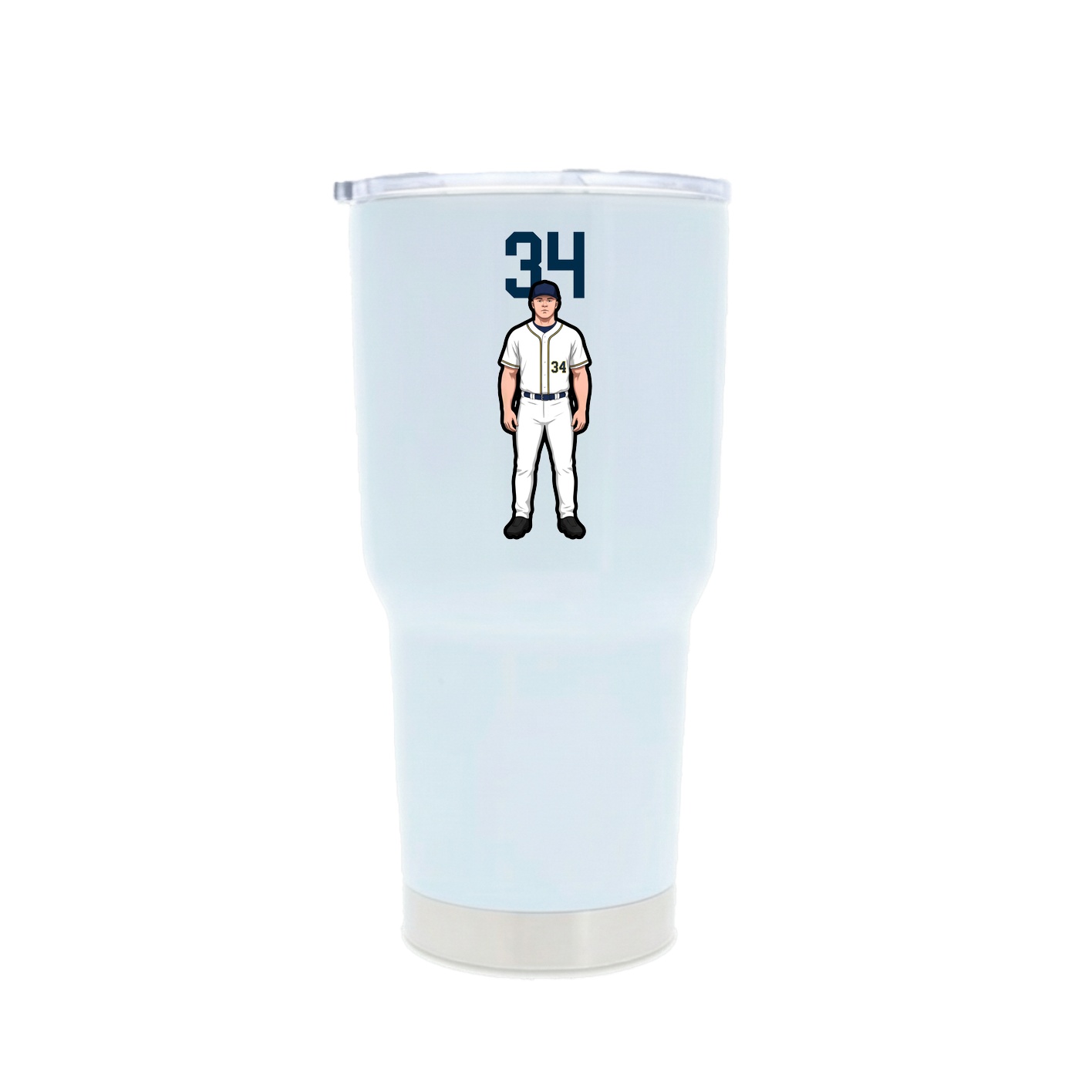 30oz Stainless Steel Tumbler — Number Top in White