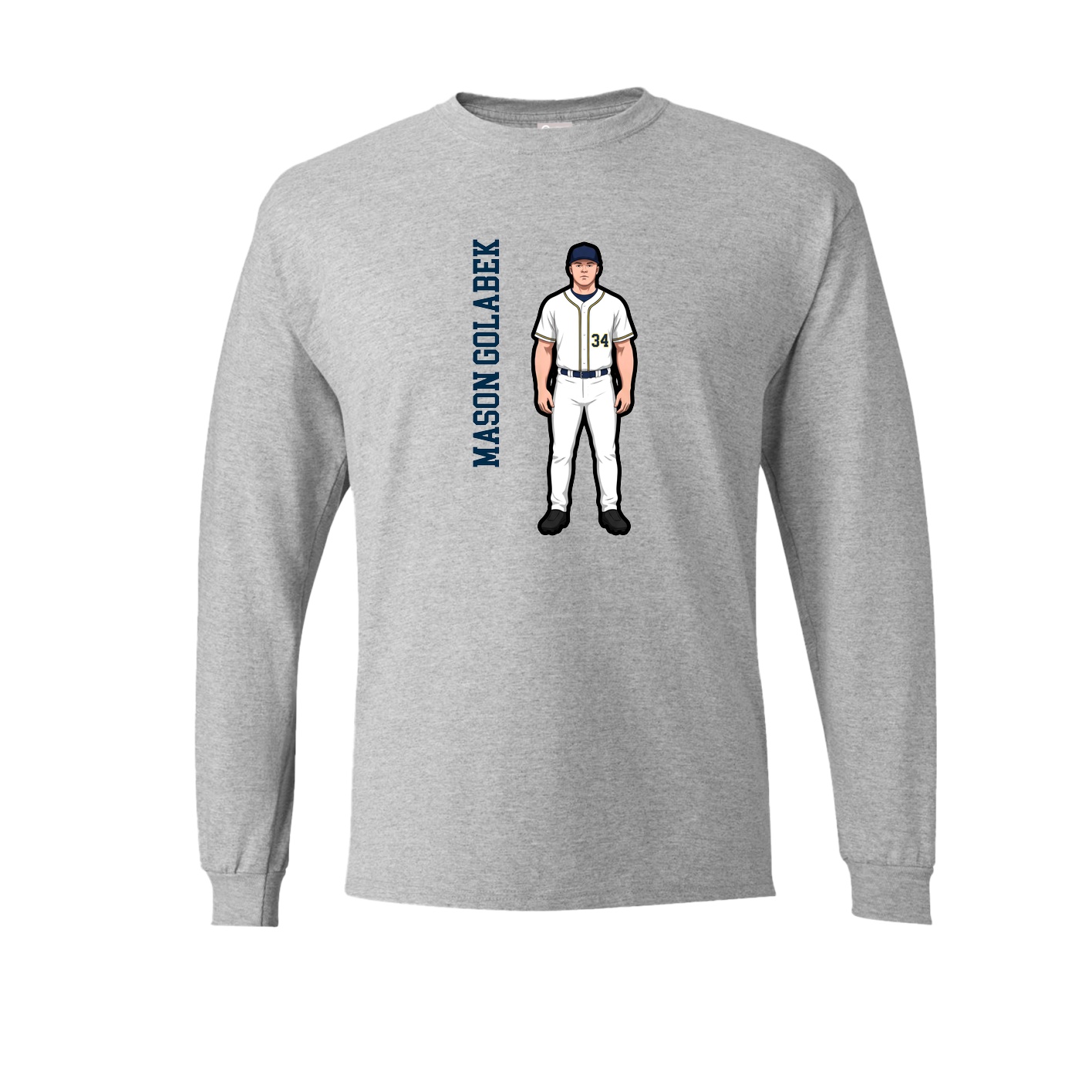 Long Sleeve Tee — Name Vertical in Grey