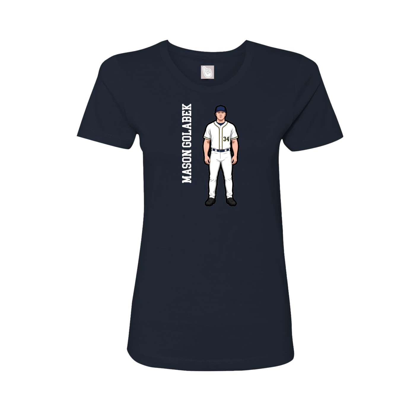 Fitted Women's Tee — Name Vertical in Navy