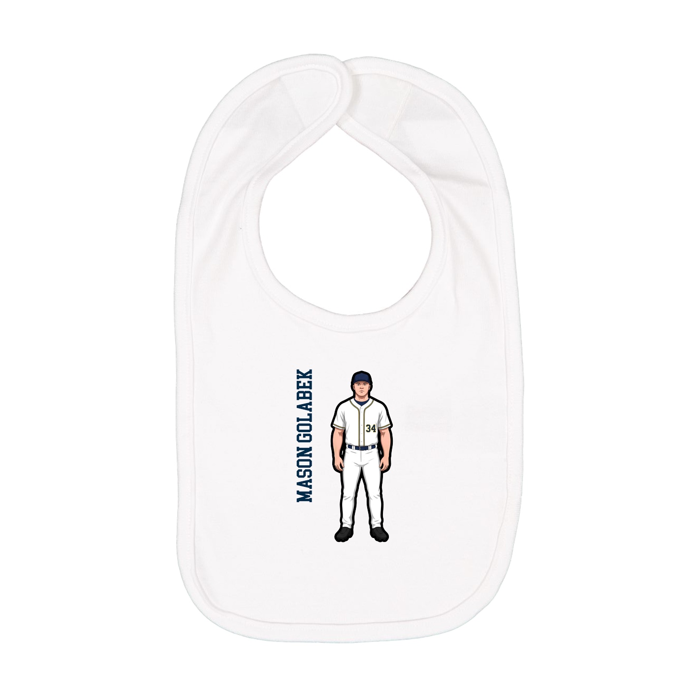 Infant Bib — Name Vertical in White
