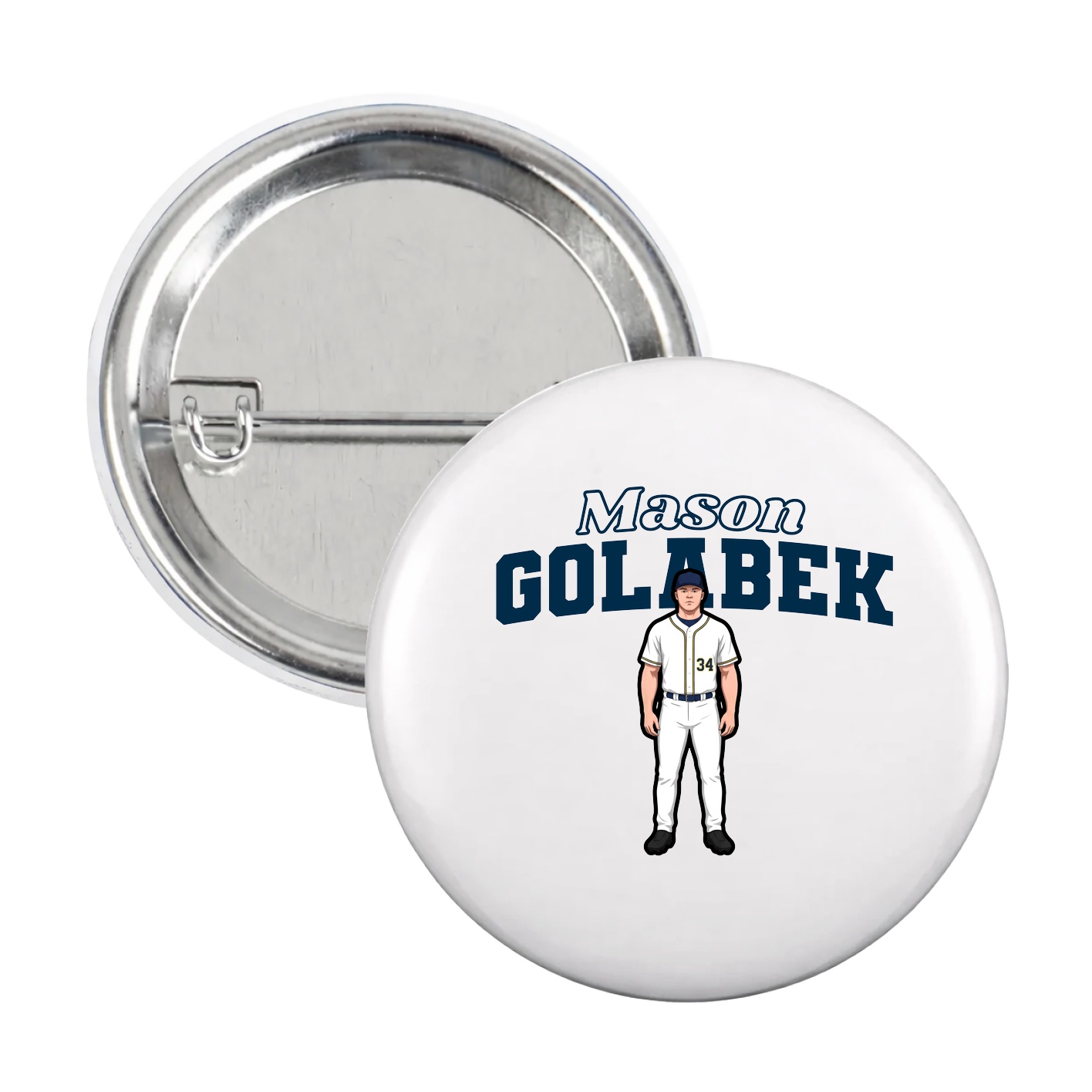 Game Day Button — Name Arch in White