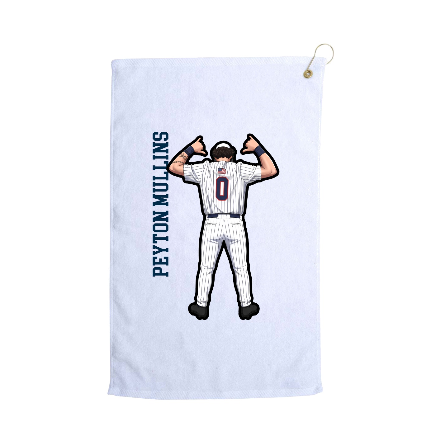 Golf Towel — Name Vertical in White