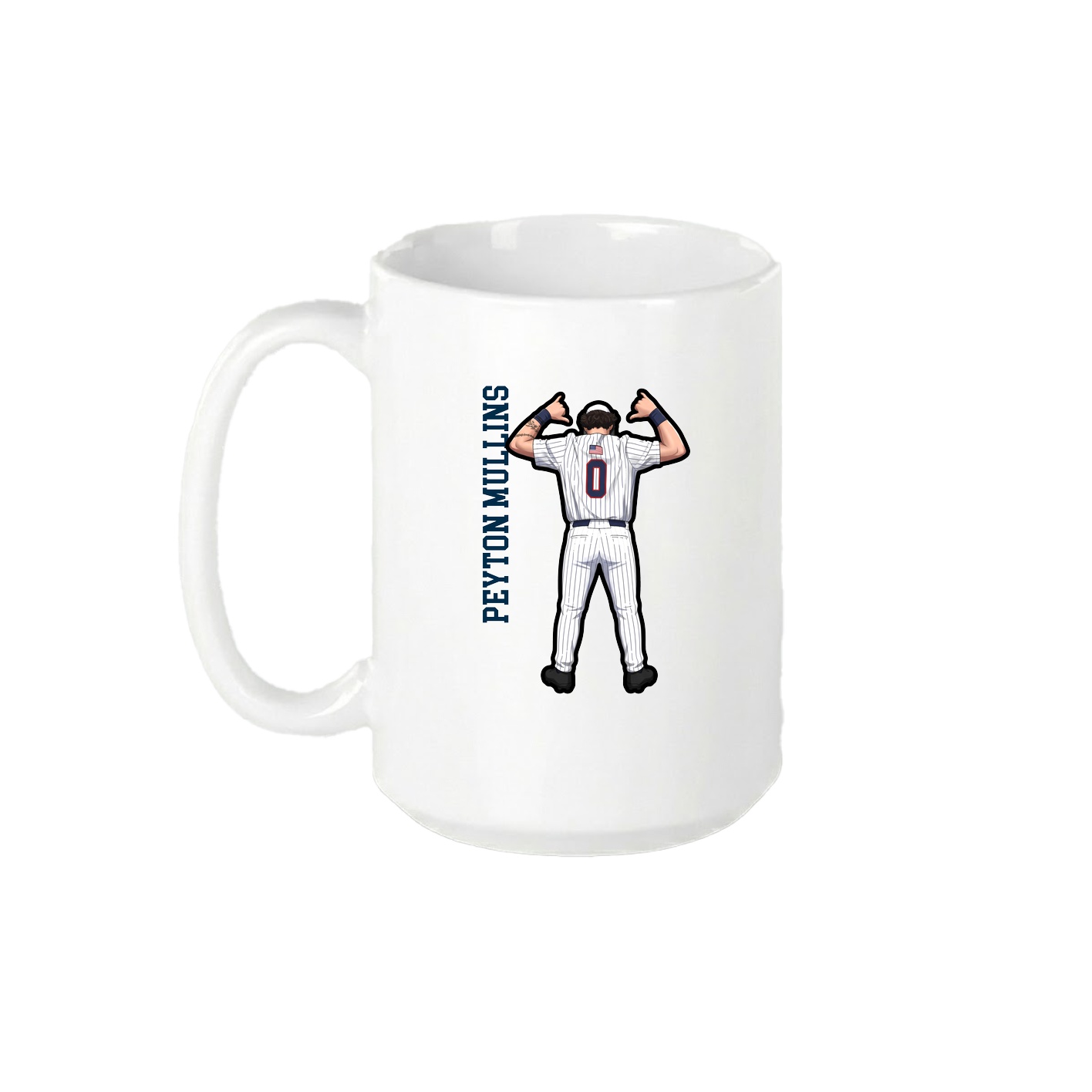 15oz Coffee Mug — Name Vertical in White