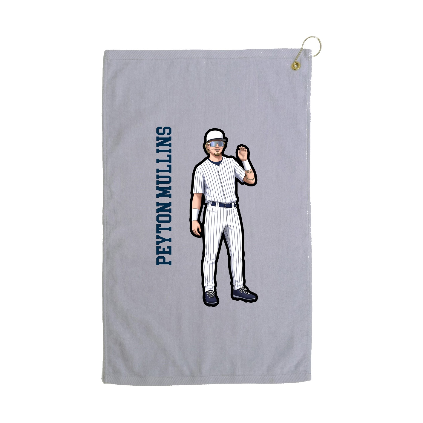 Golf Towel — Name Vertical in Grey