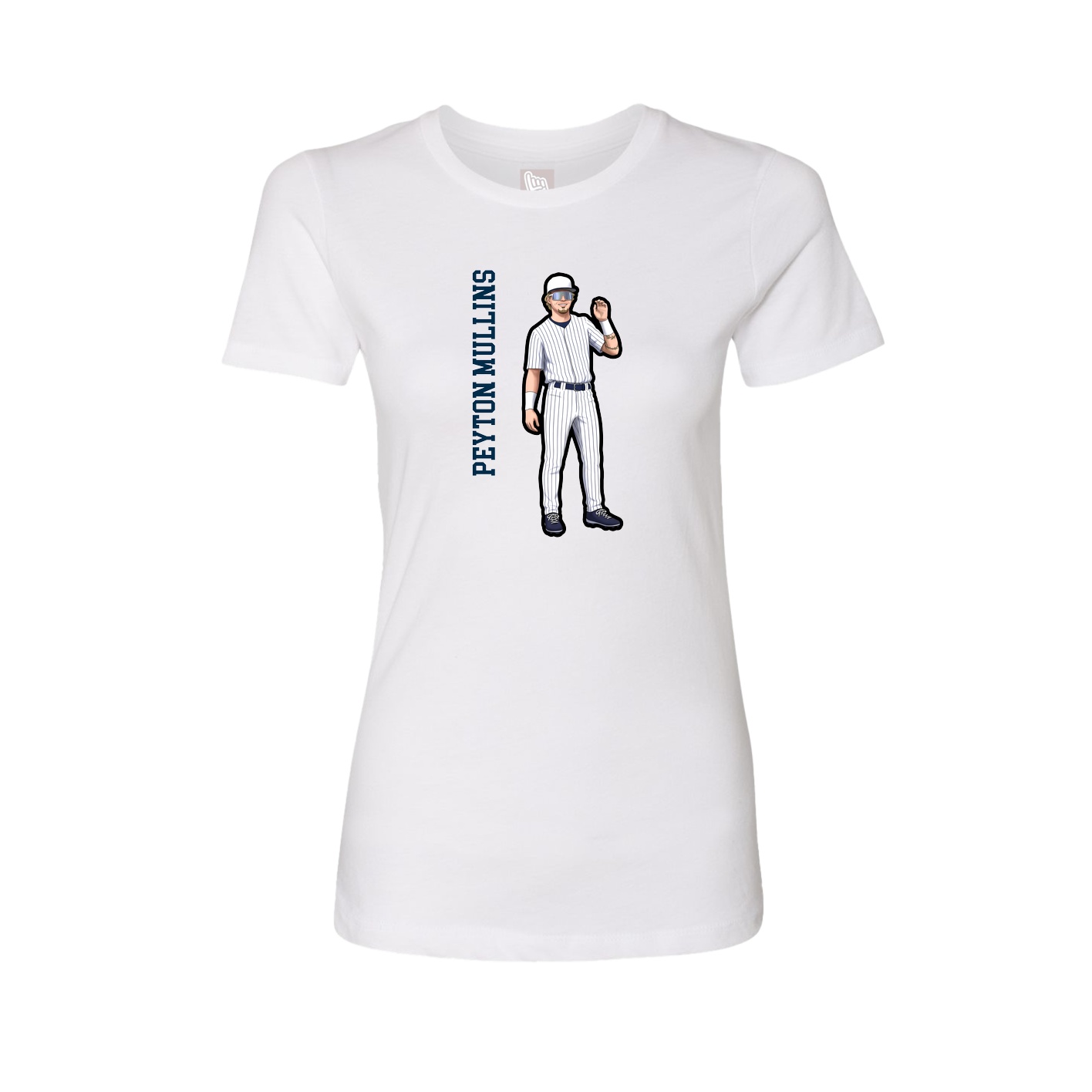 Fitted Women's Tee — Name Vertical in White