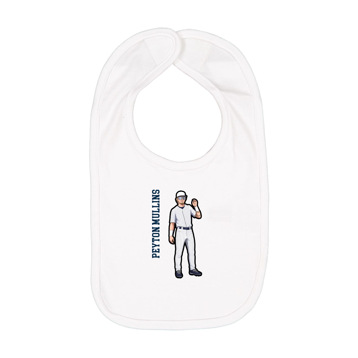Infant Bib — Name Vertical in White