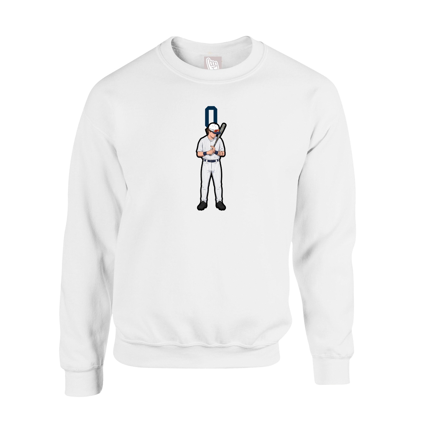 Fleece Crew — Number Top in White