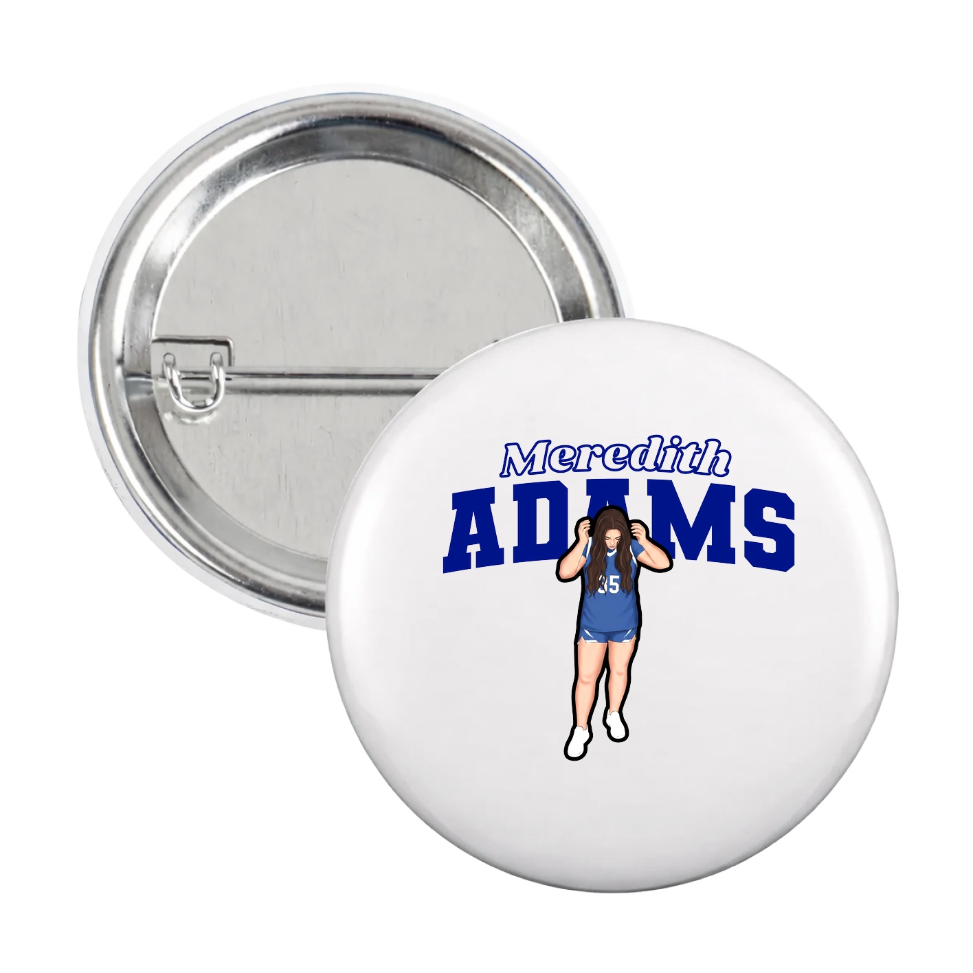 Game Day Button — Name Arch in White