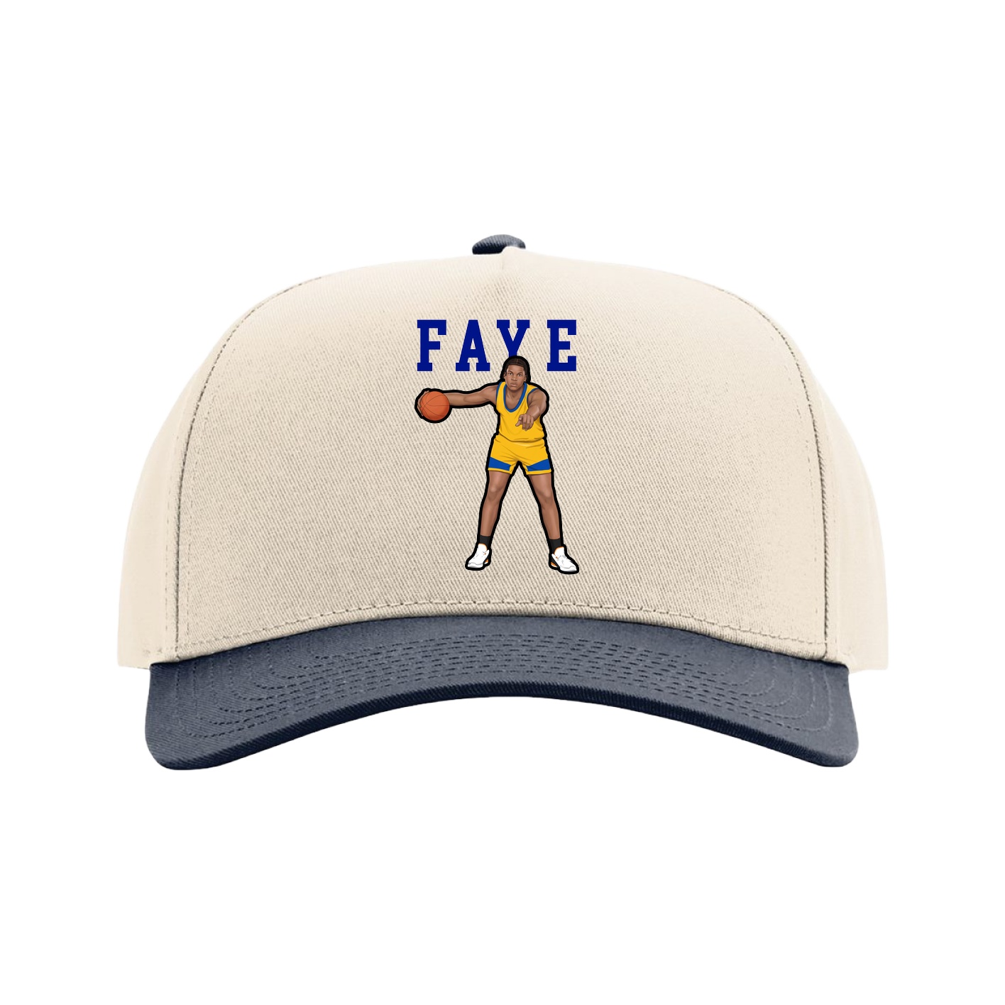 Full Fabric Five-Panel Champ Cap — Shirsey in Cream/Navy