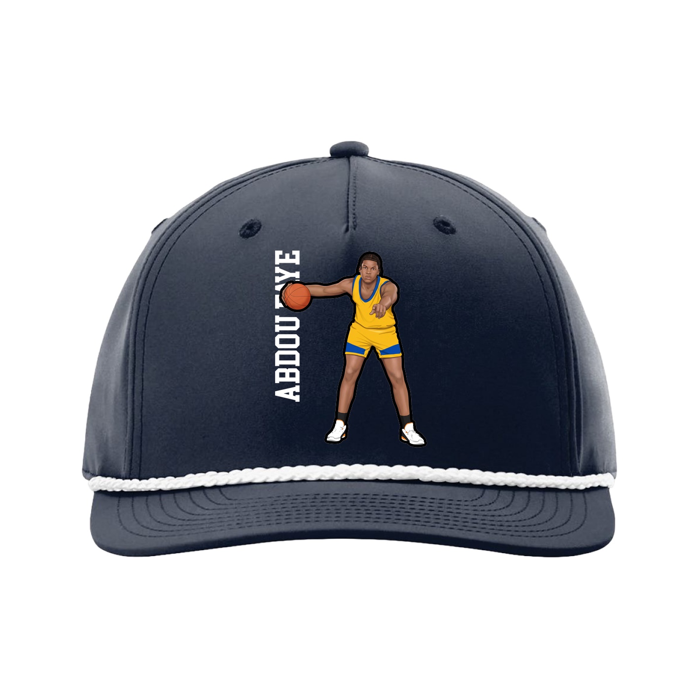 Five-Panel Classic Rope Cap — Name Vertical in Navy