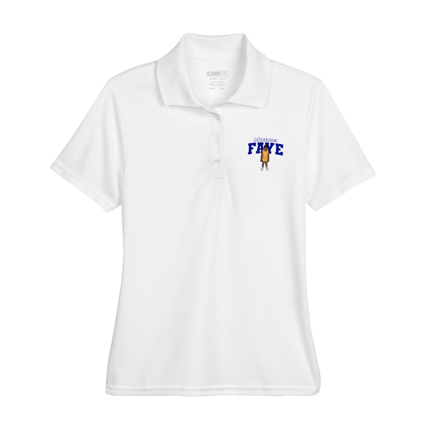 Womens Performance Polo — Mothers Day Block in White