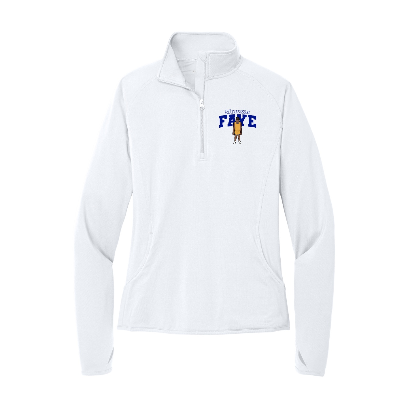Women's Q-Zip Pullover — Mothers Day Block in White