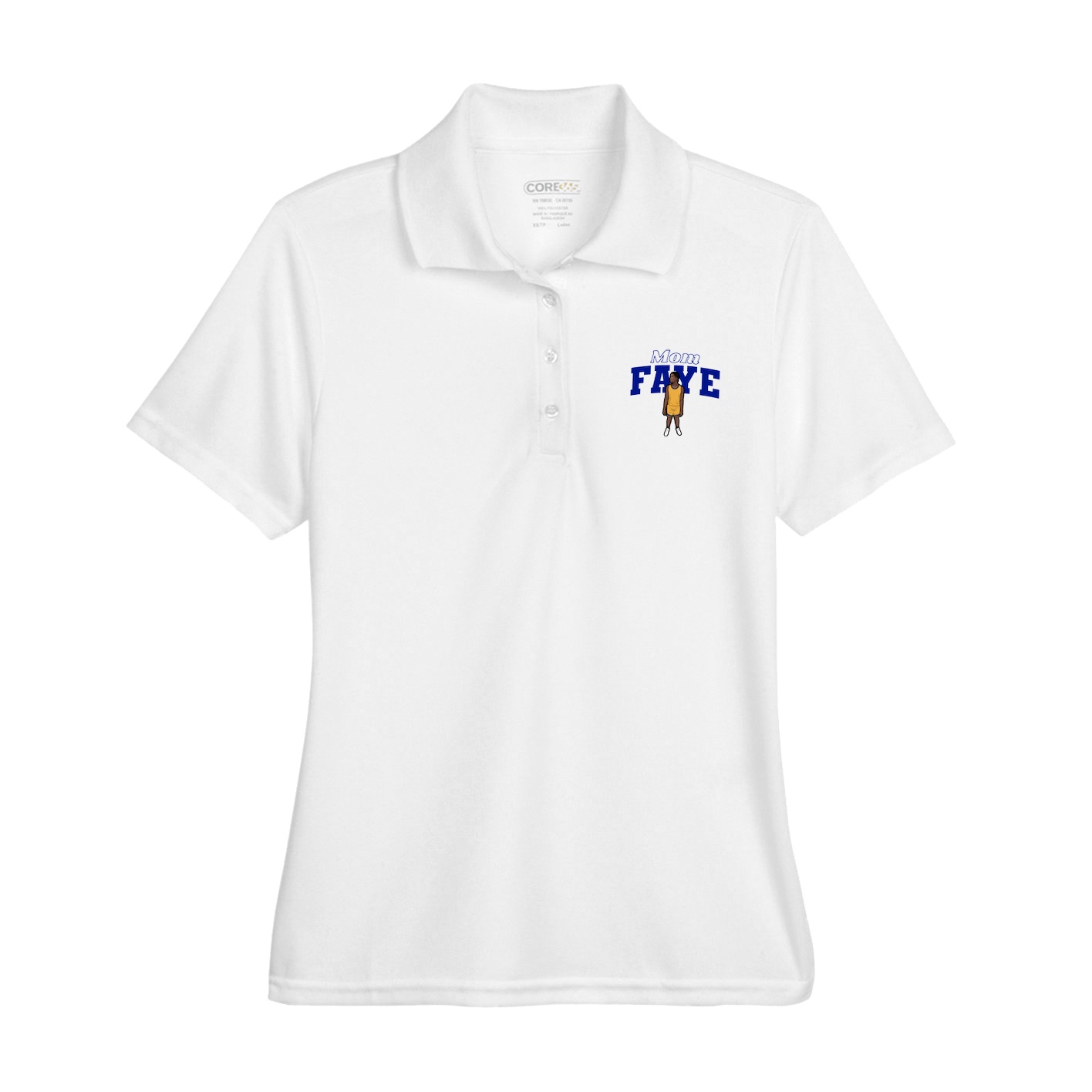 Womens Performance Polo — Mothers Day Block in White