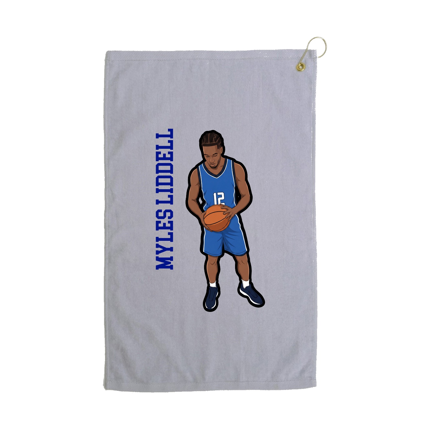Golf Towel — Name Vertical in Grey