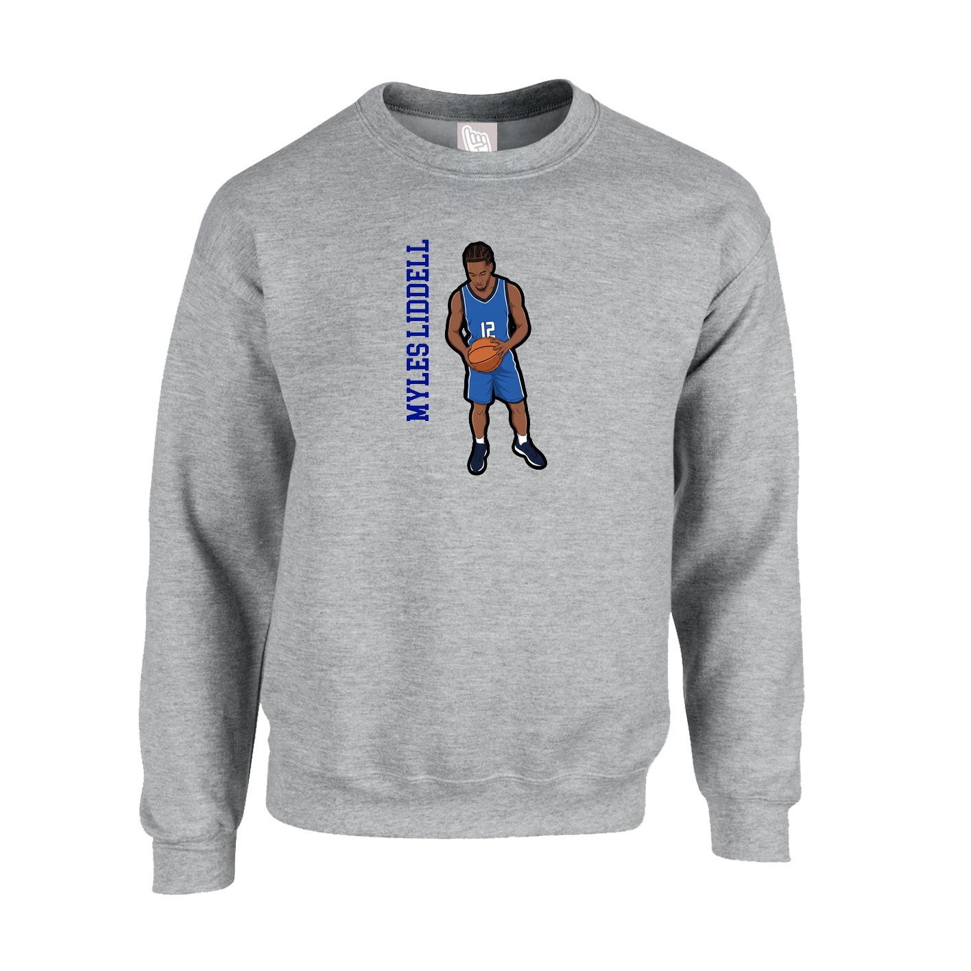 Fleece Crew — Name Vertical in Grey