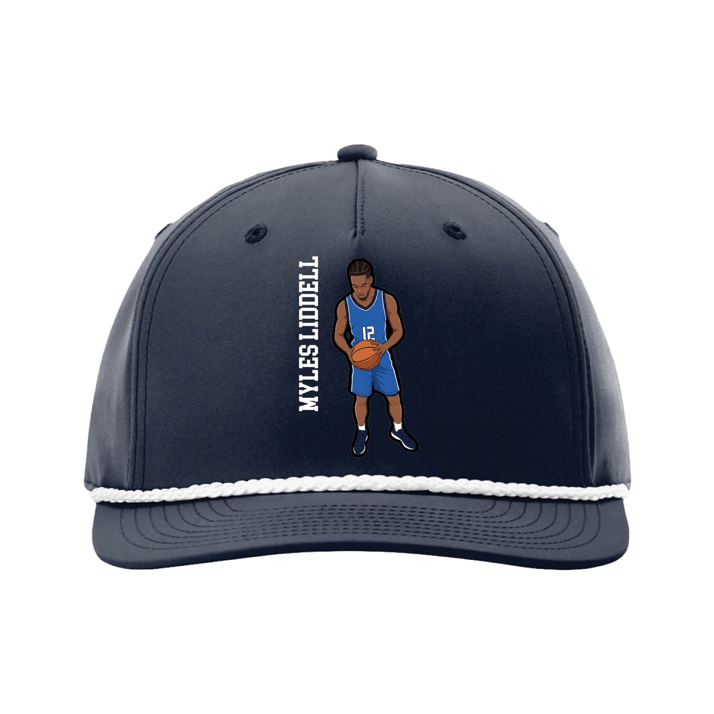 Five-Panel Classic Rope Cap — Name Vertical in Navy