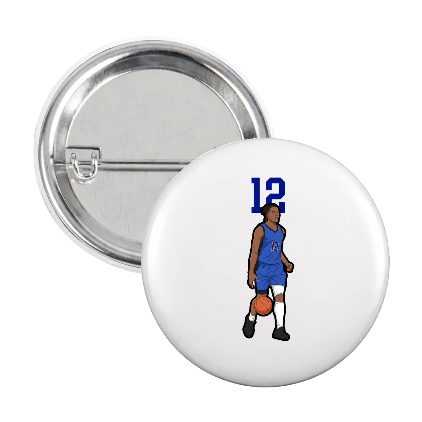 Game Day Button — Number Top in White