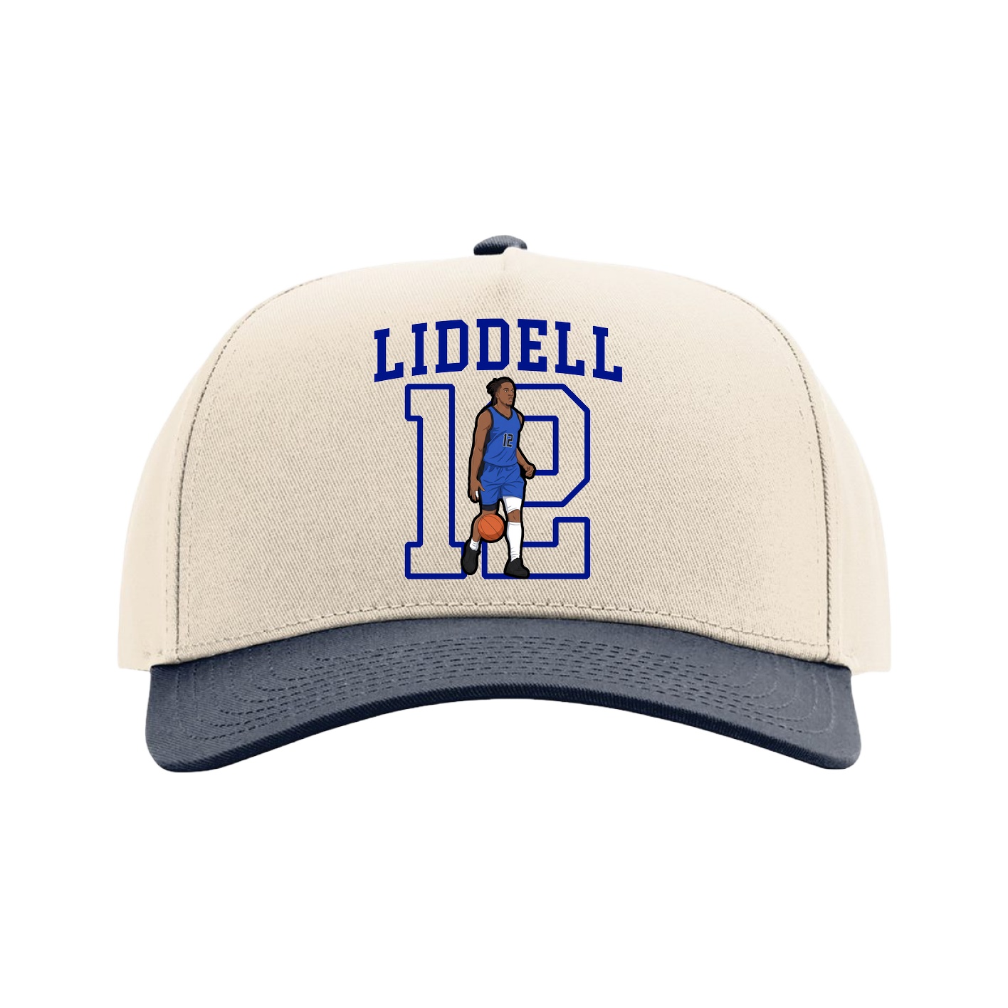 Full Fabric Five-Panel Champ Cap — Shirsey in Cream/Navy