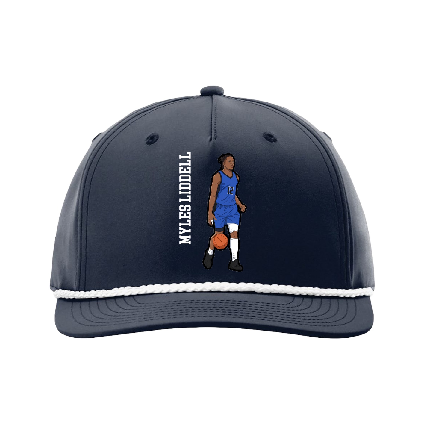 Five-Panel Classic Rope Cap — Name Vertical in Navy