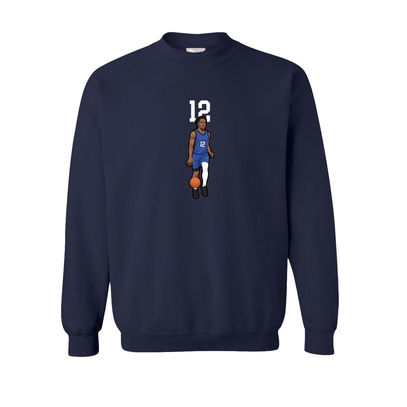 Fleece Crew — Number Top in Navy