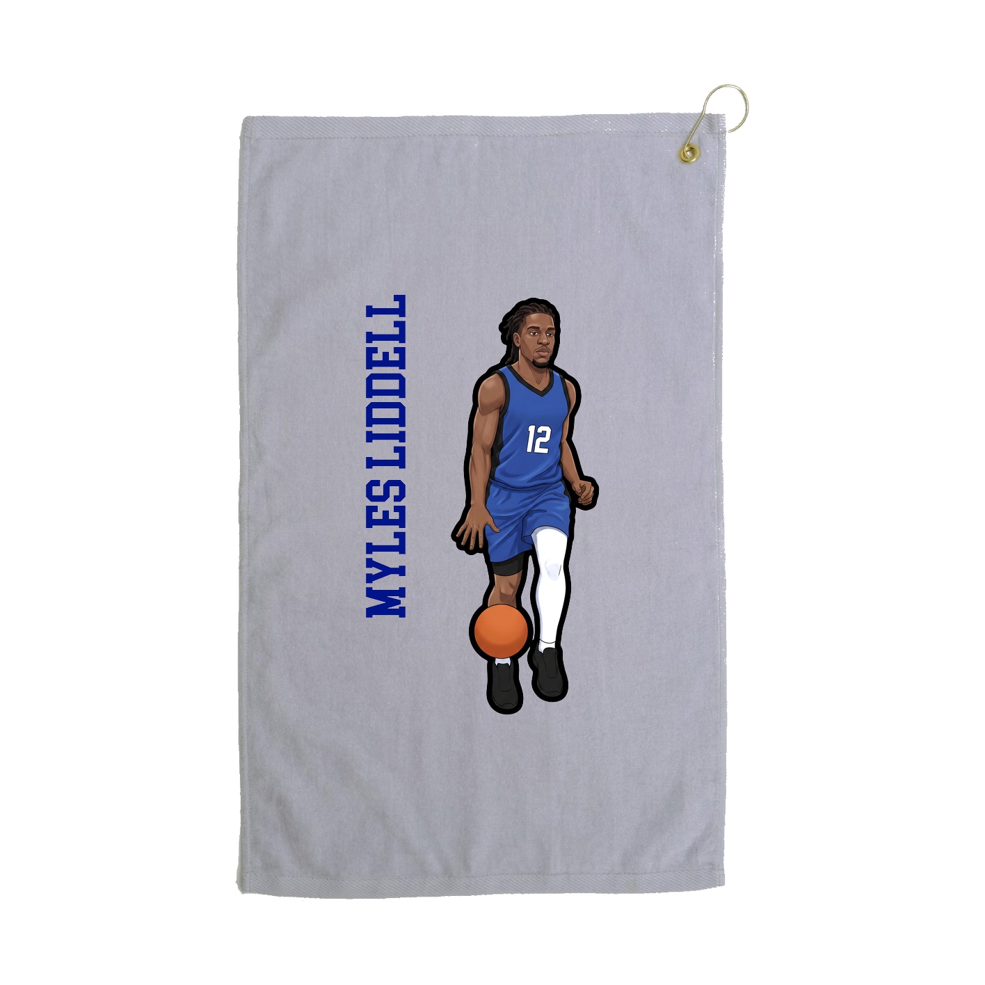 Golf Towel — Name Vertical in Grey