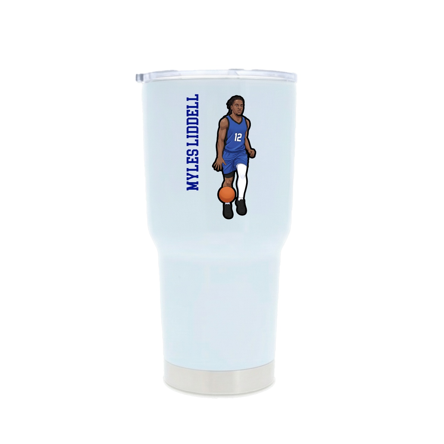 30oz Stainless Steel Tumbler — Name Vertical in White